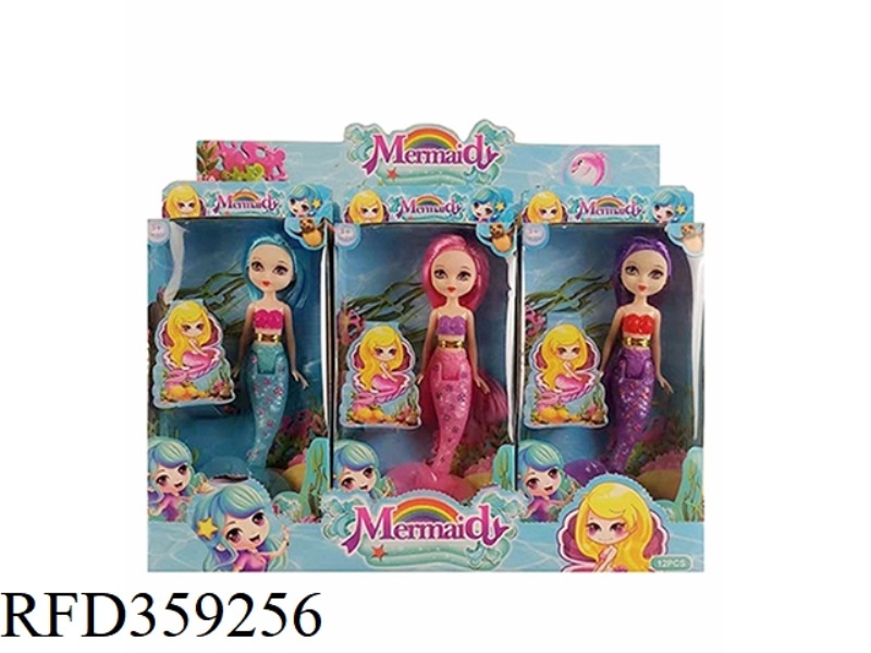 7 INCH MERMAID BARBIE 3 COLORS MIXED WITH LIGHT 12PCS