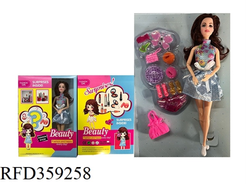 11.5 INCH SOLID BODY 9 JOINTS FASHION BARBIE WITH A VARIETY OF ACCESSORIES