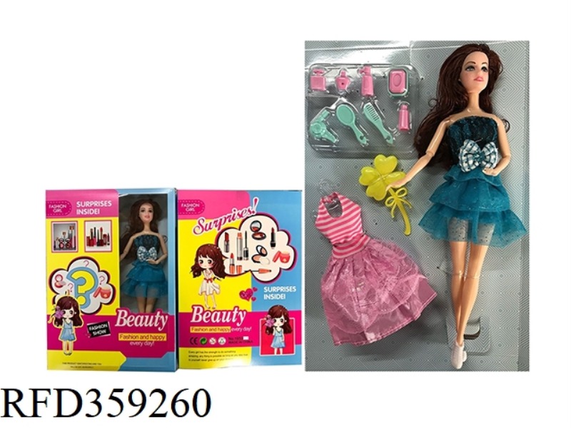 11.5 INCH SOLID BODY 9 JOINTS FASHION BARBIE WITH A VARIETY OF ACCESSORIES