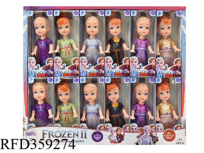 6 INCH SOLID BODY ICE AND SNOW PRINCESS 12PCS (SIX ASSORTMENT)