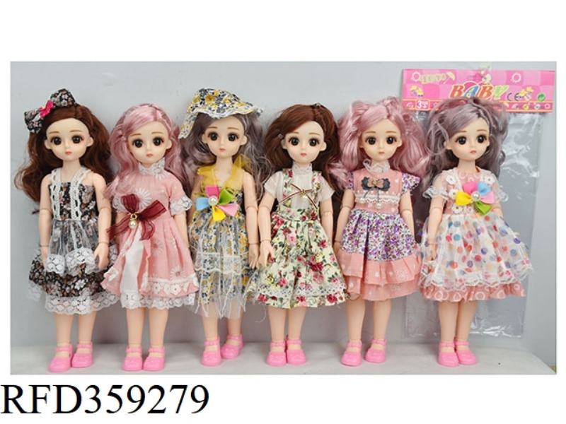 12-INCH 3D EYE SOLID BODY WITH 13 JOINT PRINCESS (SIX ASSORTMENT)