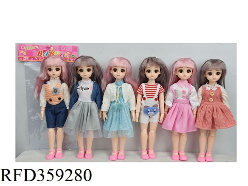 12-INCH 3D EYE SOLID BODY WITH 13 JOINT PRINCESS (SIX ASSORTMENT)