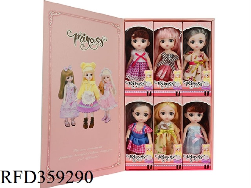 16 CM 13 JOINT BJD LOLI SIMULATION EYE DOLL 6PCS