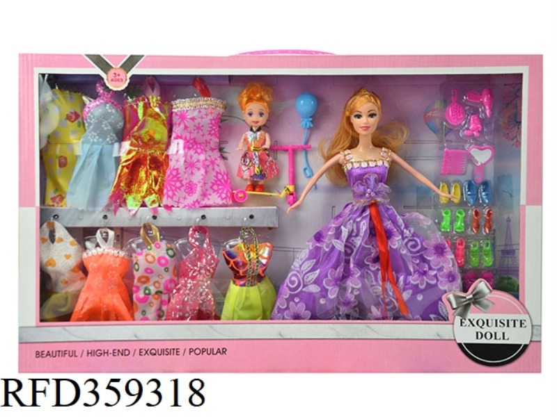 11.5 INCH SOLID BODY BARBIE WITH 3.5 INCH SMALL KELLY