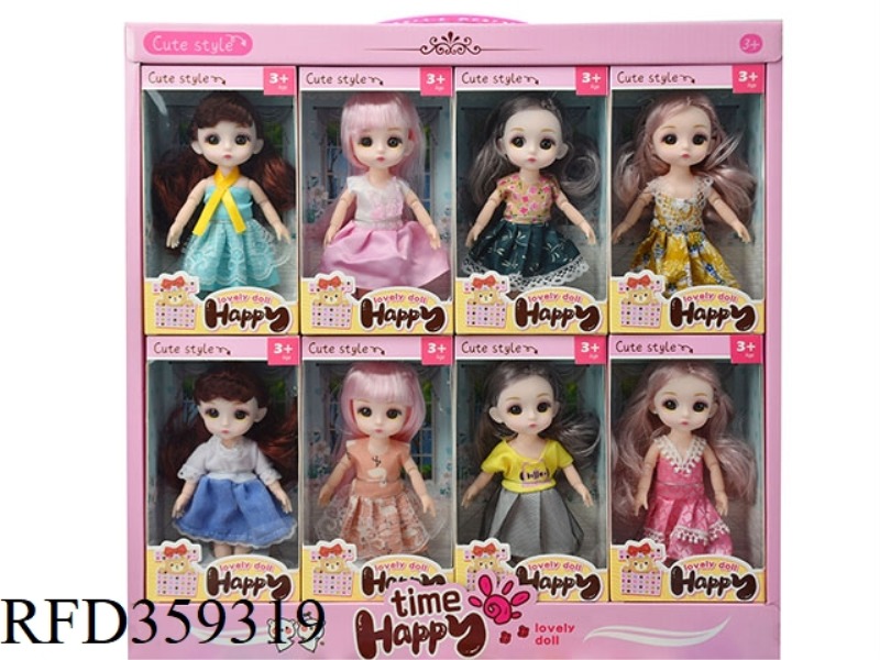 16 CM 13 JOINT ARTIFICIAL EYES BJD LOLI DOLL DISPLAY BOX 8PCS