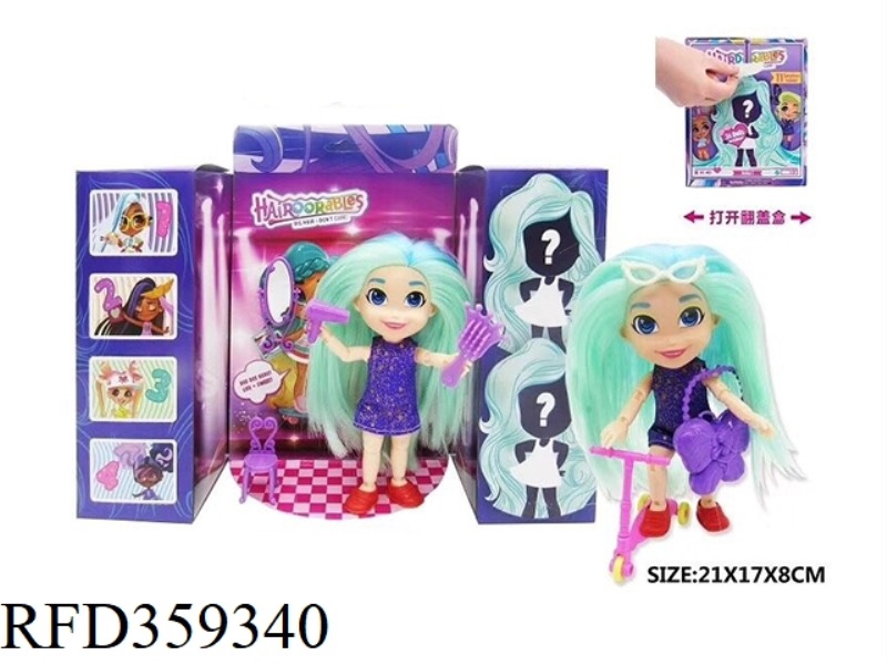 6 INCH SOLID BODY SURPRISE HAIRDRESSING DOLL WITH SKATEBOARD DRESSING TABLE
