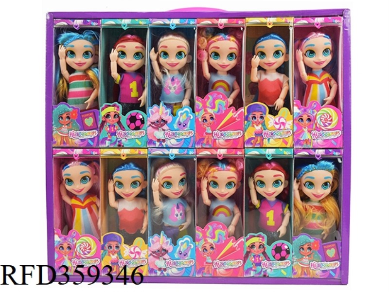 6 INCH SOLID BODY 12 JOINT HAIRDRESSING DOLL 12PCS