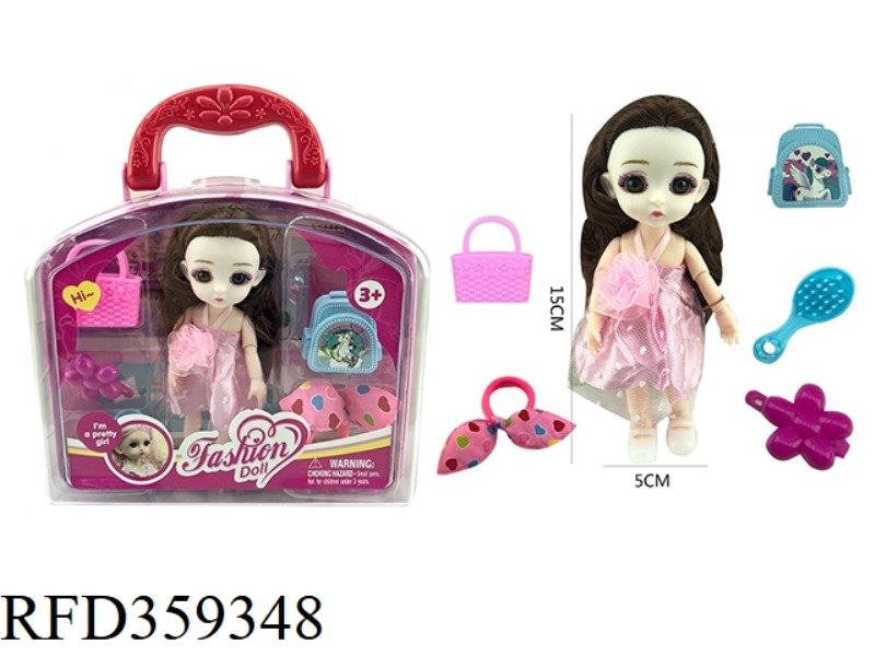 6 INCH SOLID BODY WITH 12 JOINTS 3D REAL EYES YE LUOLI DOLL WITH BAG WITH HAIRPIN SCHOOL BAG WITH CO