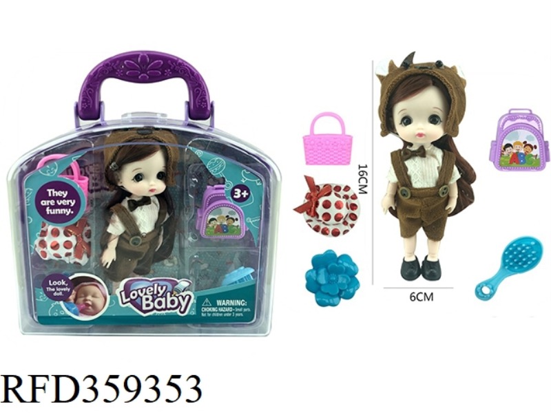 6 INCH SOLID BODY WITH 12 JOINTS 3D REAL EYEBALL YE LUOLI DOLL WITH BAG, HAT, HEAD COVER, SCHOOL BAG
