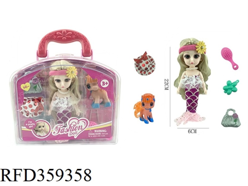 6 INCH SOLID BODY WITH 12 JOINTS 3D REAL EYEBALL YE LUOLI DOLL WITH BAG, HAIRPIN, COMB, HAT, AND PET