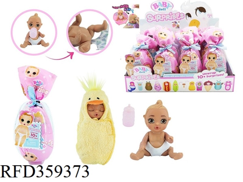 6 INCH SOLID BODY DOLL HAIR COLOR CHANGE WITH DRINKING WATER AND URINE FUNCTION WITH BOTTLE 12PC MIX