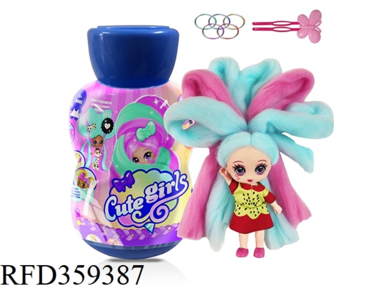 GOURD BOTTLE 5 INCH SOLID BODY COTTON CANDY HAIR TYPE DOLL WITH FRAGRANCE SURPRISE HAIRDRESSING BABY