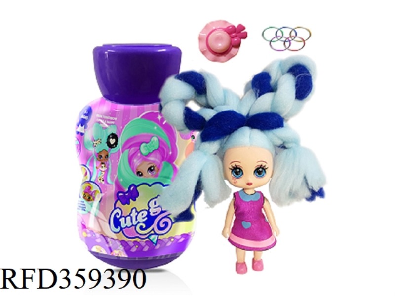 GOURD BOTTLE 5 INCH SOLID BODY COTTON CANDY HAIR TYPE DOLL WITH FRAGRANCE SURPRISE HAIRDRESSING BABY