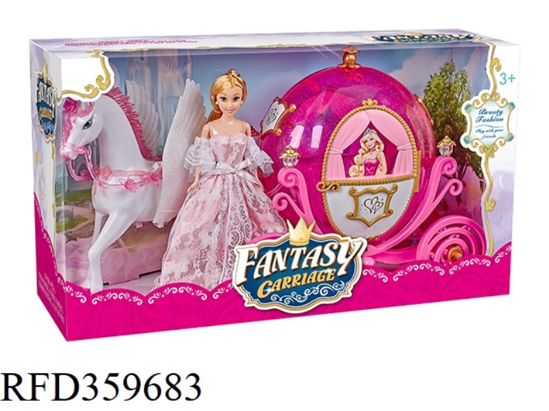 MANUAL PEGASUS + PUMPKIN CAR +29CM FULL-BODIED DOLL