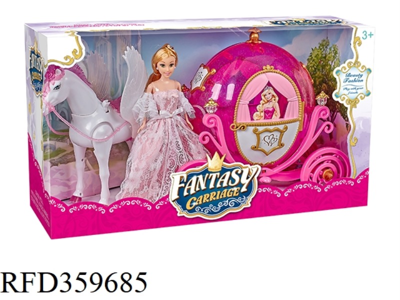 ELECTRIC PEGASUS + PUMPKIN CAR +29CM FULL-BODIED DOLL