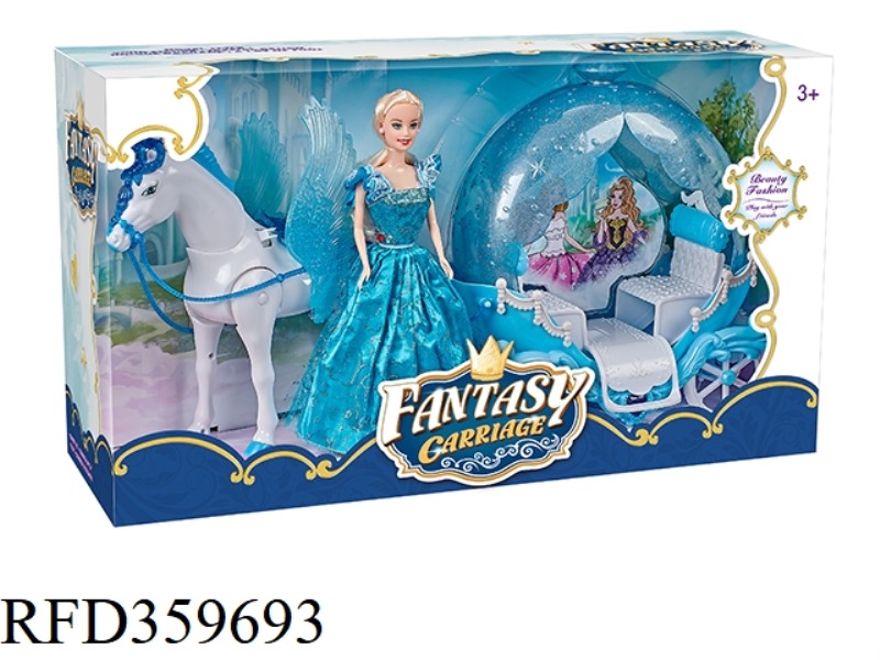 ELECTRIC PEGASUS + DIAMOND CART +29CM FULL-BODIED DOLL