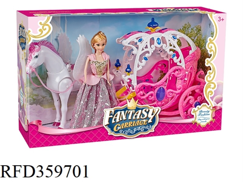 ELECTRIC PEGASUS + PUMPKIN CAR +29CM FULL-BODIED DOLL