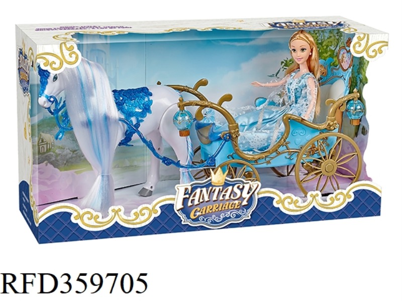 ELECTRIC HORSE + CART BUCKET +29CM FULL-BODIED DOLL