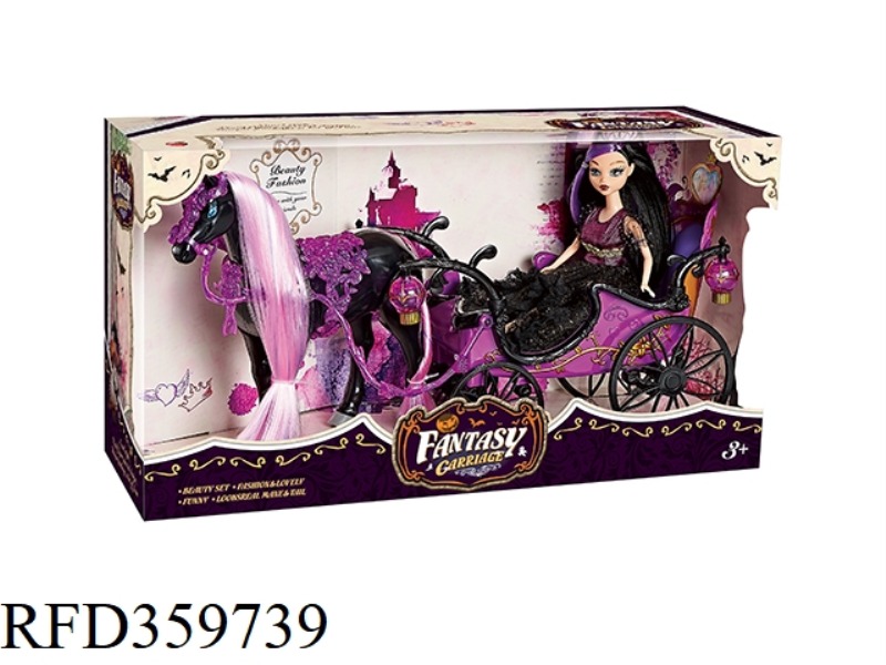 ELECTRIC HORSE + CART BUCKET +29CM FULL-BODIED DOLL