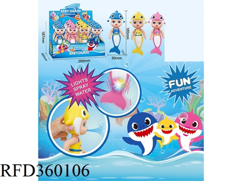 8 INCH ENAMEL TAPE LIGHT SHARK BABY WITH SPITTING WATER/12PCS