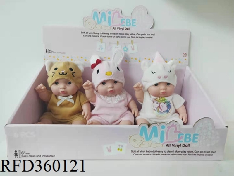 6 8-INCH DOLLS VINYL PACK (KITTEN, RABBIT, AND UNICORN)