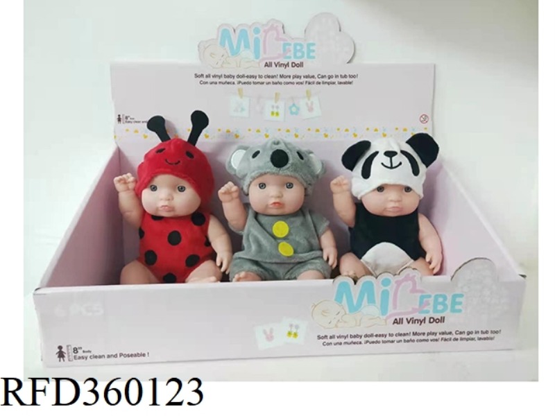 8-INCH DOLL VINYL 6 PACKS (MIXED OF SEVEN-STAR LADYBUG, KOALA AND PANDA)