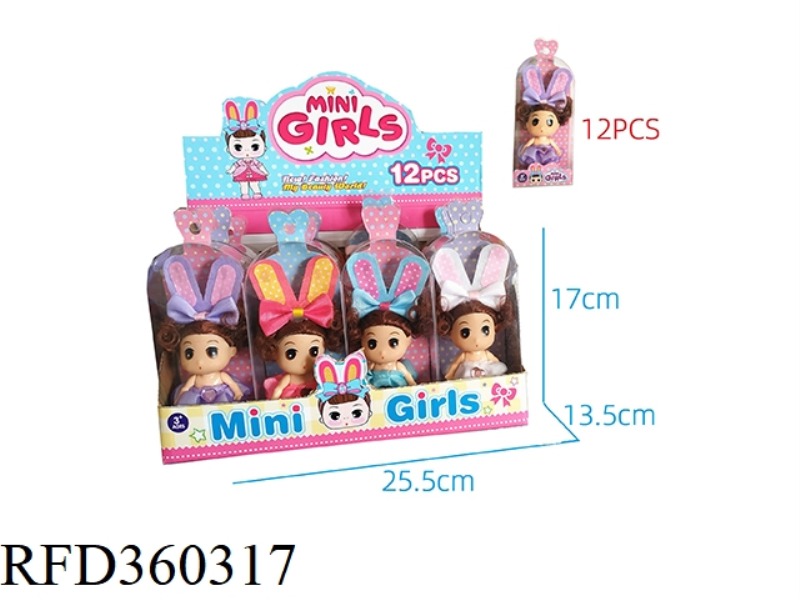 RABBIT EARS 2.5 INCH SOLID BODY CONFUSED DOLL/12PCS