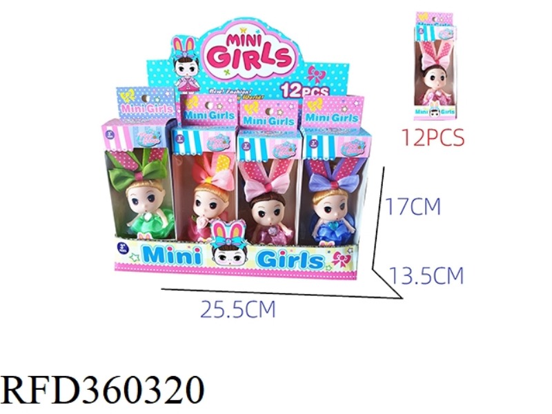 RABBIT EARS 2.5 INCH SOLID BODY CONFUSED DOLL/12PCS