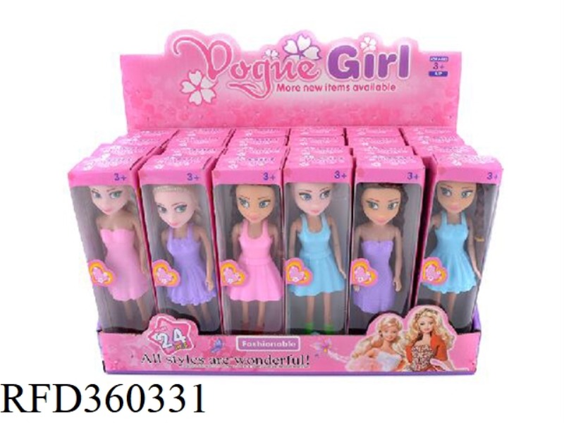 24 7-INCH PRINCESSES WITH MINI BAG (PLASTIC SKIRT)