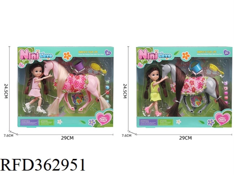 6 INCH ARTICULATED DOLL BARBIE WITH HORSE COMB BUCKET HAIR ACCESSORIES