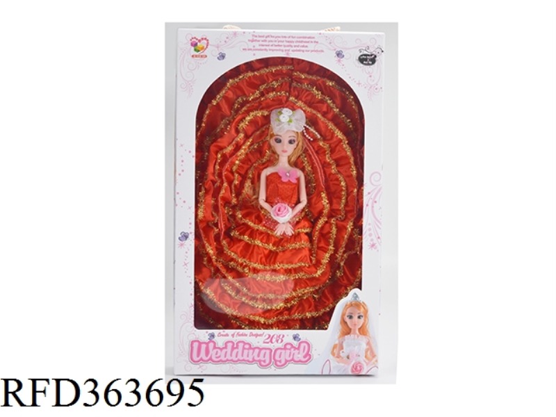 11.5 INCH WEDDING DRESS GIRL WITH LONG TAIL DRESS