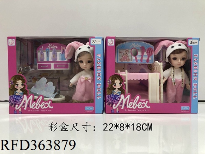 6-INCH DOLL BEDROOM, BATHROOM / 2 MIXED