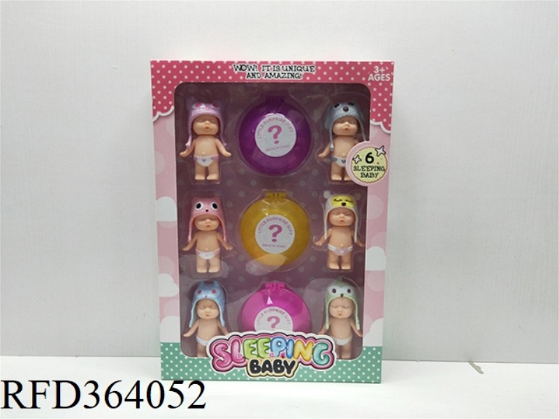 3 INCH BIEBER SLEEPING CUTE DOLL WITH SURPRISE BOX 6PCS