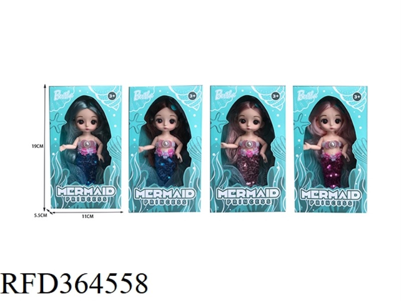 6 INCH 13 JOINT 3D EYE FASHION MERMAID PRINCESS/REAL BODY/4 ASSORTED