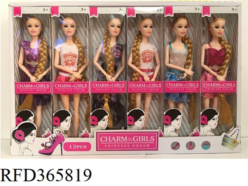 11 JOINT BARBIE LONG BRAID FASHION BARBIE 12PCS