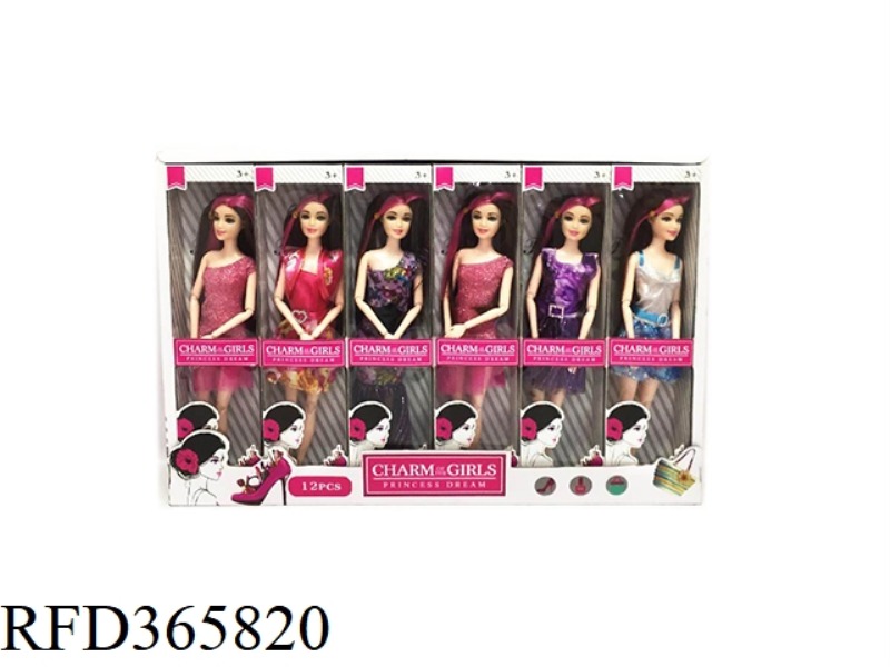 11 JOINT FASHION DRESS BARBIE WITH LONG HAIR 12PCS
