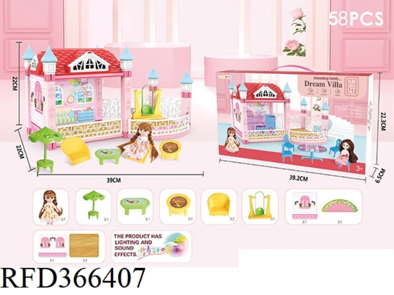 DIY SELF-ASSEMBLED VILLA SET WITH LIGHT AND MUSIC WITH 1 4.5-INCH REAL BARBIE