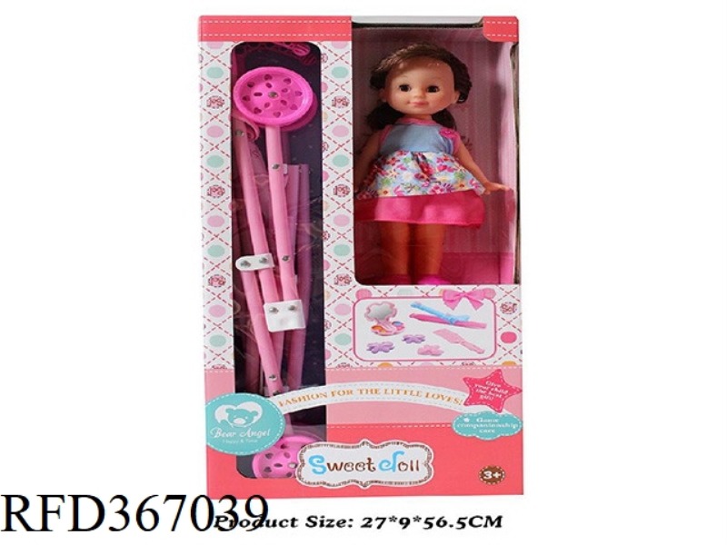 14 INCH BEAUTIFUL GIRL DOLL WITH STROLLER