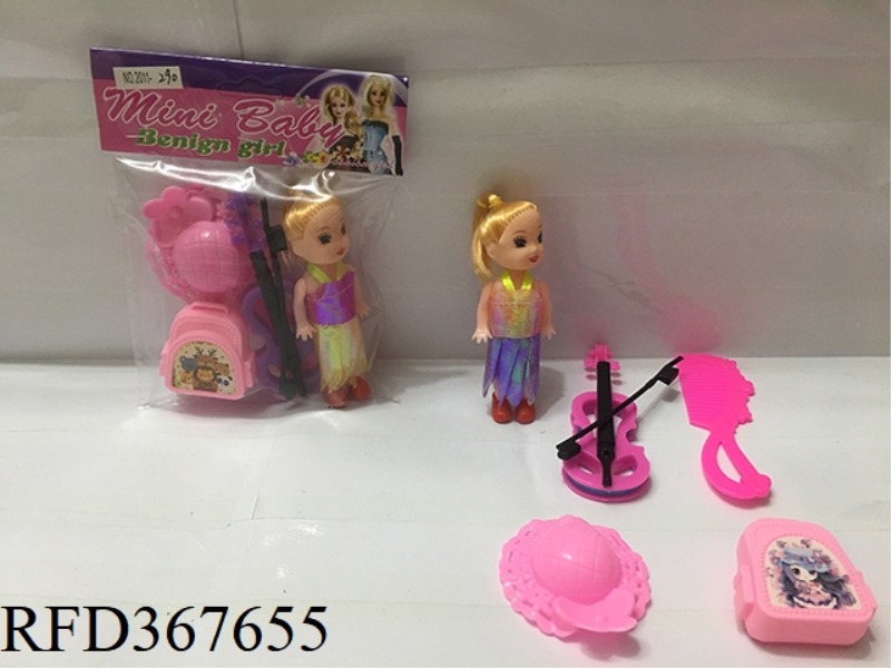 3 INCH SMALL BARBIE WITH 4 SETS
