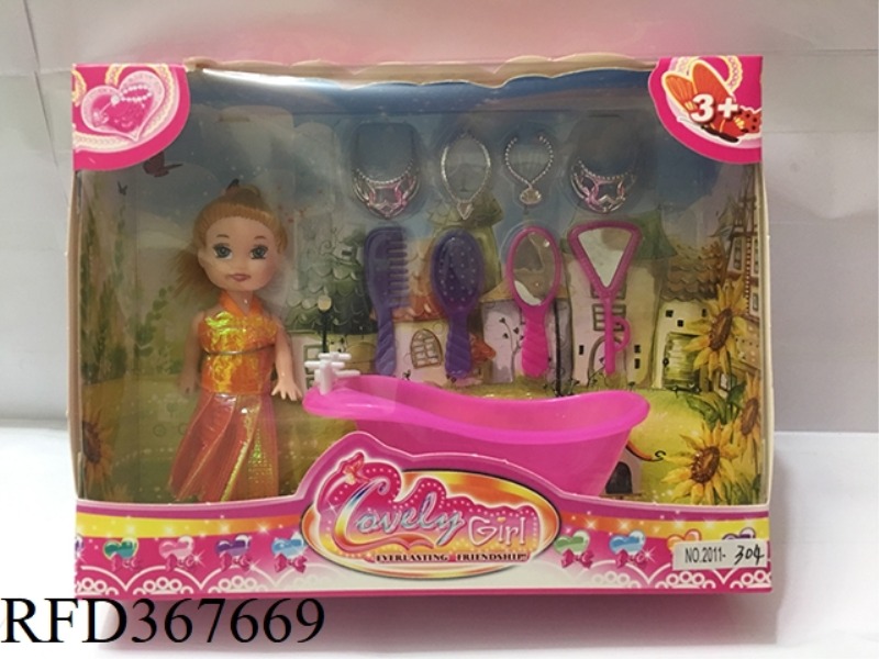 3 INCH SMALL BARBIE WITH 9 SETS