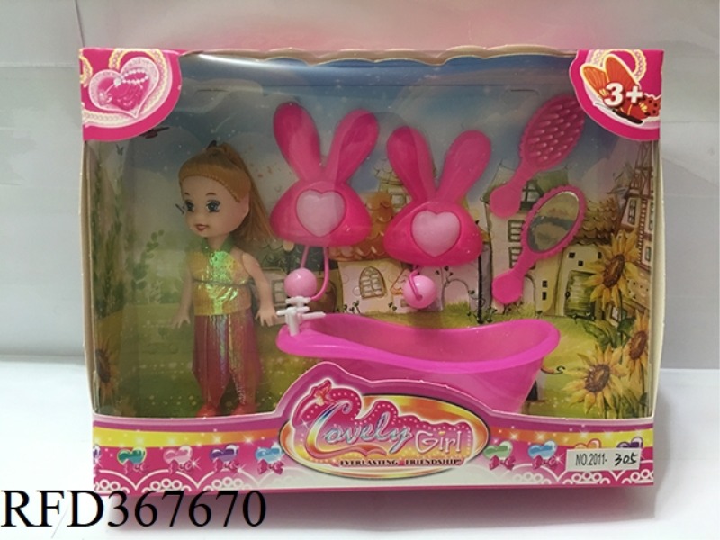 3 INCH SMALL BARBIE WITH 5 PIECE SET