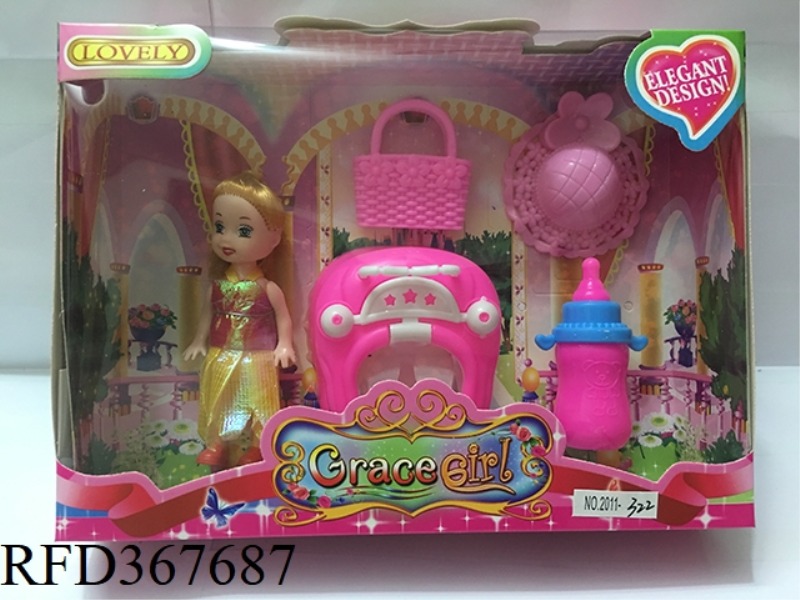 3 INCH SMALL BARBIE WITH 4 SETS