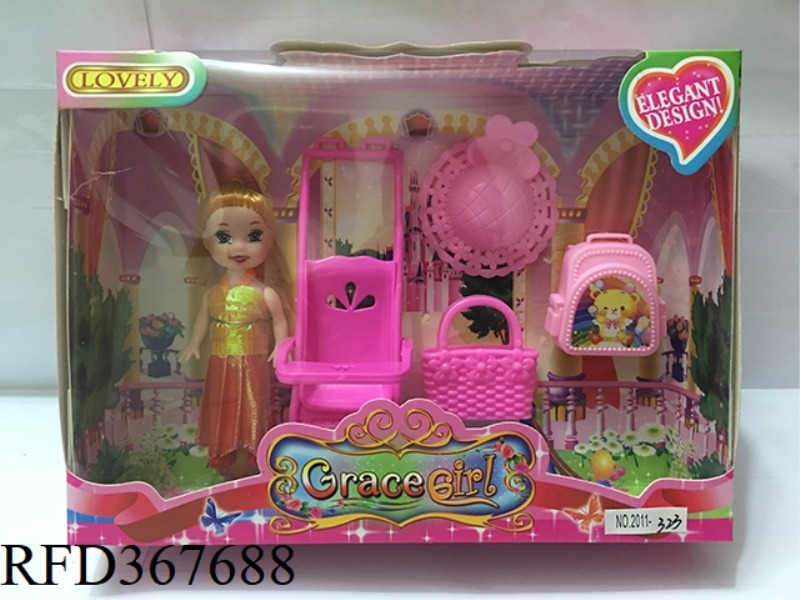 3 INCH SMALL BARBIE WITH 4 SETS
