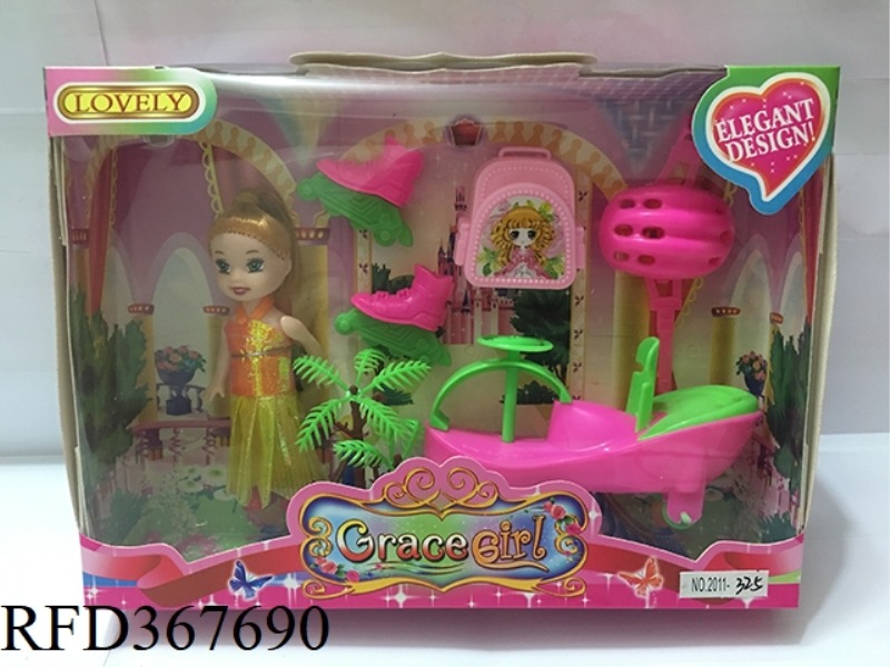3 INCH SMALL BARBIE WITH 6 SETS