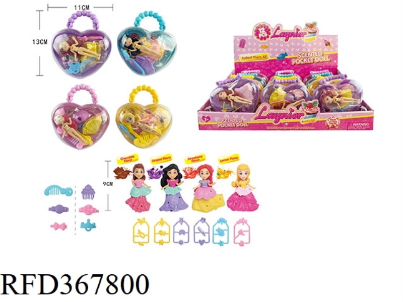 PEACH HEART BAG 3.5 INCH FRAGRANCE DRESSING LITTLE PRINCESS (12PCS)