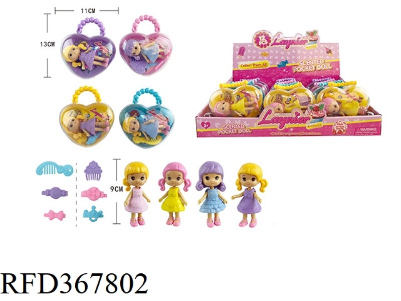 PEACH HEART BAG 3.5 INCH FRAGRANCE DOLL (12PCS)
