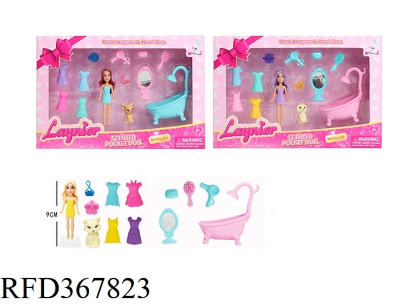 3.5 INCH SCENTED DRESS UP BARBIE + BATH