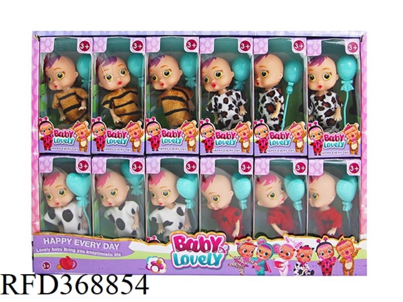 6 INCH VINYL CRYING DOLL WITH TEARING FUNCTION 4 MIXED 24PCS
