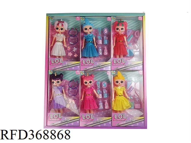 9 INCH SOLID BODY SURPRISE DOLL WITH BLISTER ACCESSORIES SIX MIXED 6PCS