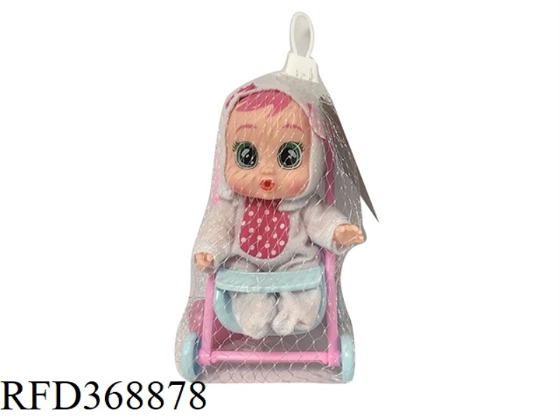 10-INCH VINYL CRYING DOLL WITH TEARING FUNCTION AND IC SITTING ON BABY CHAIR